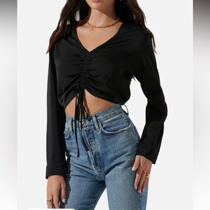 ASTR Black adjustable front blouse